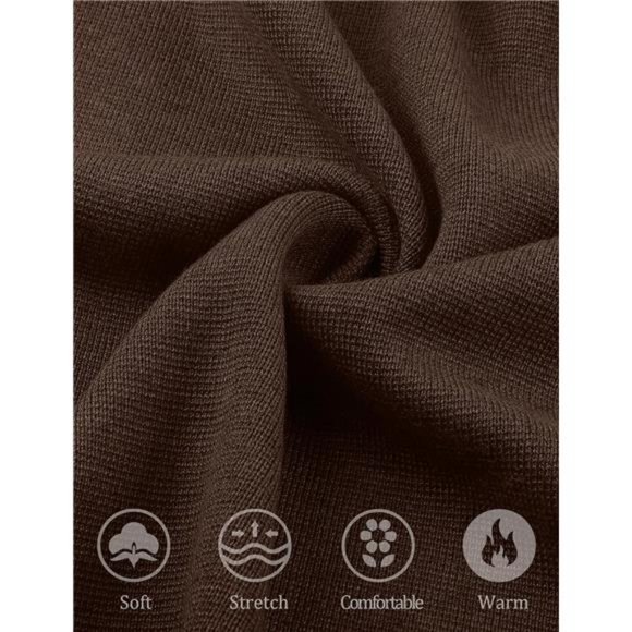 Men's Cardigan Sweater Casual Knit Button Down Long Sleeve Winter Sweater, Brown - Picture 4 of 5